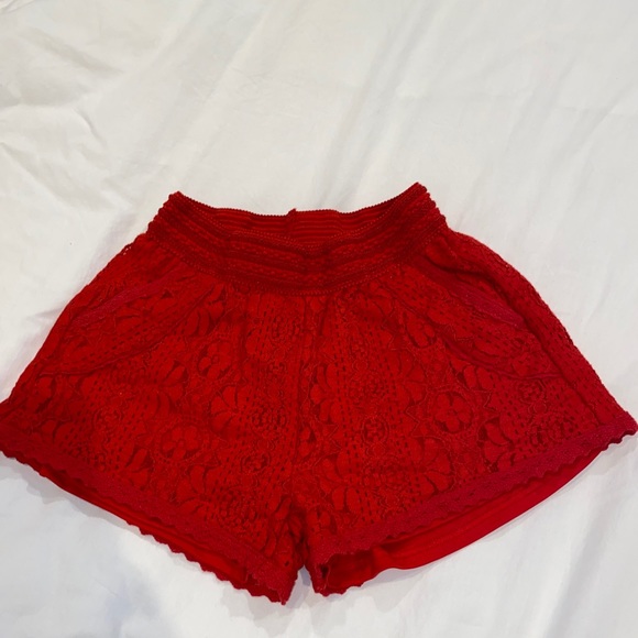 Red Lace Shorts - Picture 1 of 1